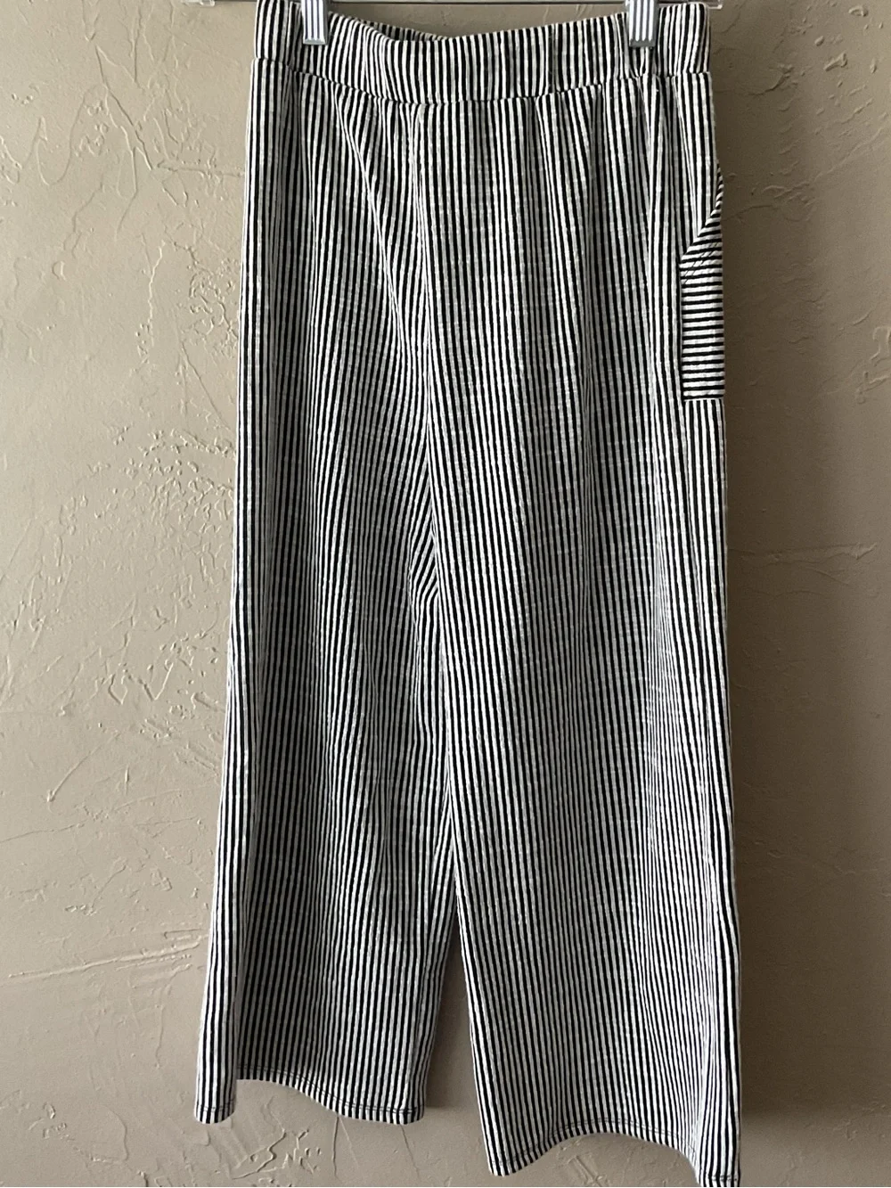 Lily Bleu Black & White Striped Tie-Front top and cropped pants